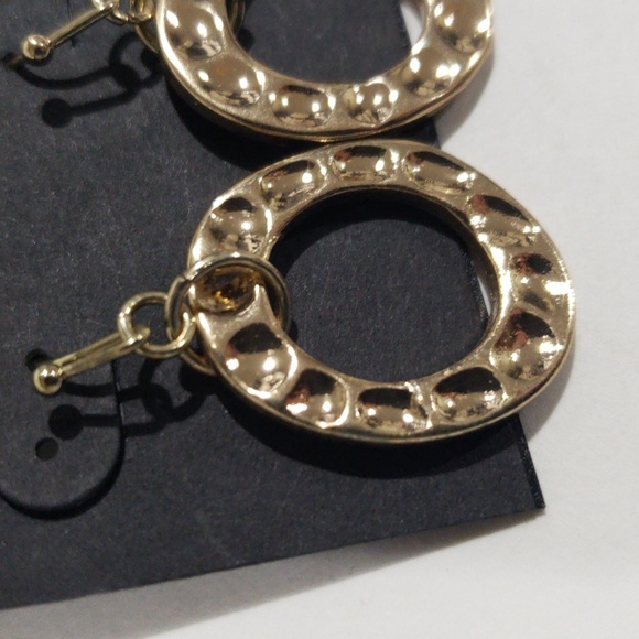 G by Gennaro Gold-Tone Textured Hoop Drop Earrings - Women's Fashion Jewelry - Picture 5 of 9